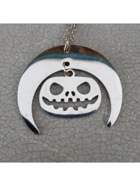 ❤️ 2/$20 Stainless Steel Pumpkin Moon Dangle Necklace NWT Style 4